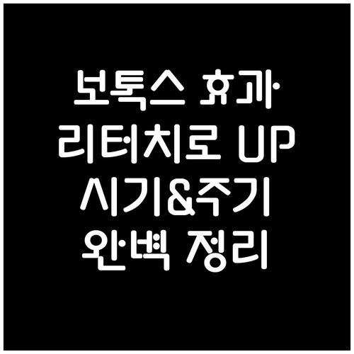 보톡스 효과, 리터치로 2배 높이는 방법 시기, 주기 완벽 정리