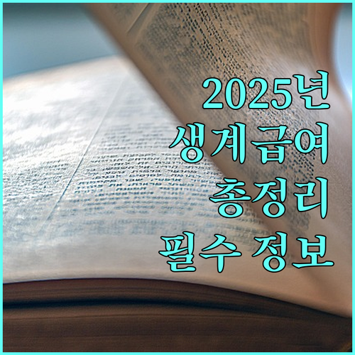 2025년 꼭 알아야 할 생계급여 정보: 지원 자격, 금액, 신청