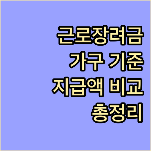 근로장려금 가구 기준 완벽 정리: 단독, 홑벌이, 맞벌이 지급액 비교