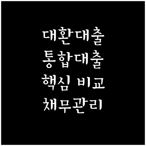 대환대출 vs 통합대출 핵심 비교 현명한 채무관리 가이드