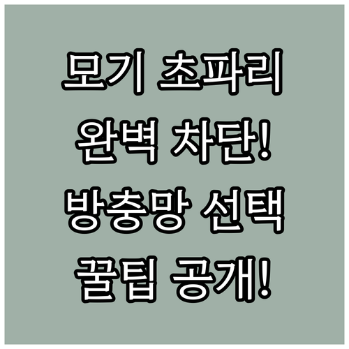 모기, 초파리 완벽 차단! 우리 집에 딱 맞는 방충망 선택법