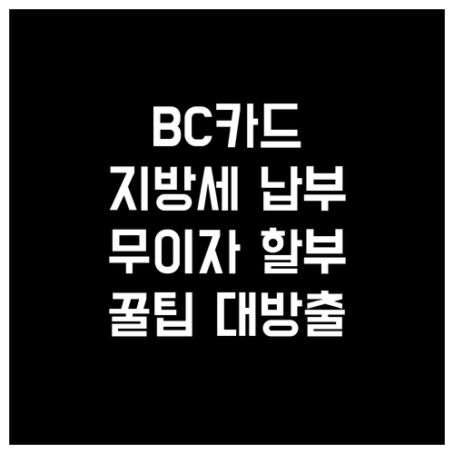 BC카드 지방세 납부 꿀팁: 무이자 할부, 캐시백 혜택 완벽 활용법