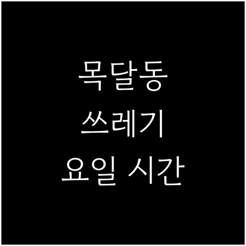 목달동 쓰레기 배출 요일 시간 총정리
