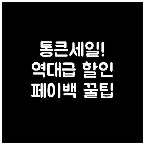 전통시장 골목상권 통큰세일 기간 할인율 및 페이백 정보