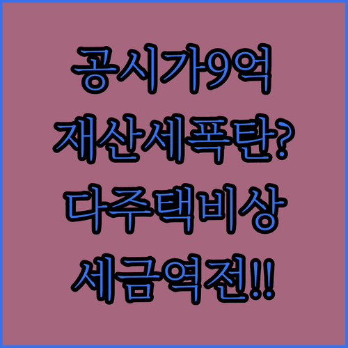 부동산 공시가격 9억 원 주택 재산세 계산과 다주택자 세액 비교