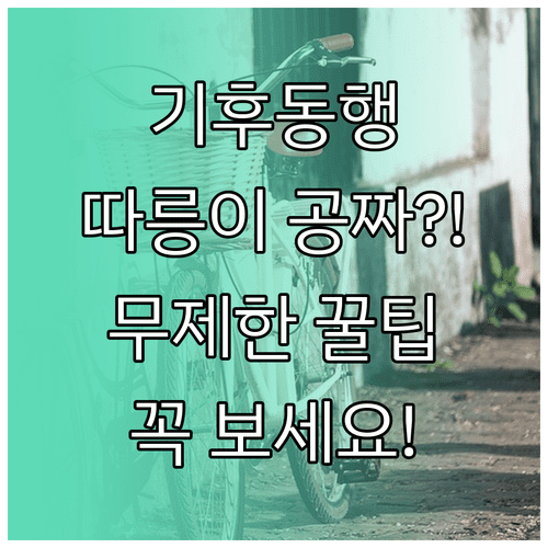 기후동행카드 따릉이 무제한 포함권 사용 팁